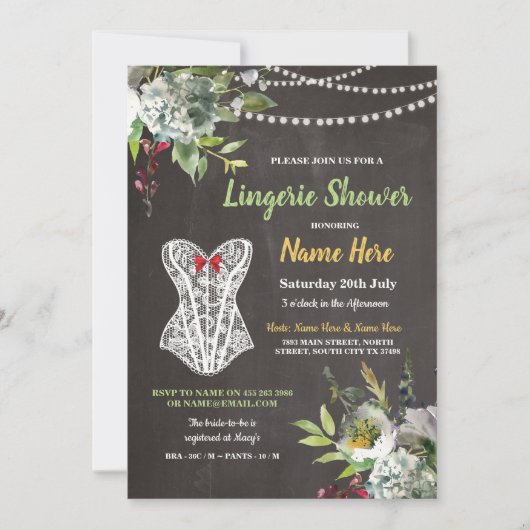 Invitation de fleurs de corset de craie de douche (Devant)