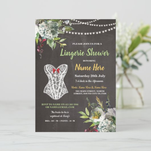 Invitation de fleurs de corset de craie de douche (Debout devant)