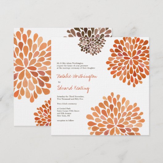 Invitation de fleurs de fleur de mariage de (Devant / Derrière)