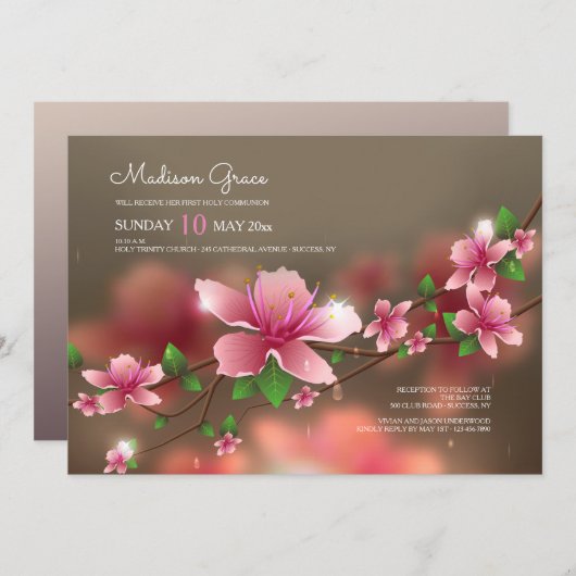 Invitation de fleurs floues (Devant / Derrière)