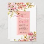 Invitation de fleurs roses (Devant / Derrière)