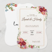 Invitation de fleurs rouge foncé (Devant / Derrière)