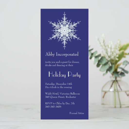 Invitation de flocon de neige Blue Holiday (Debout devant)