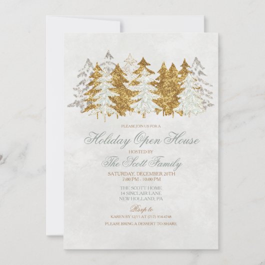 Invitation de flocon de neige Open House Tree (Devant)