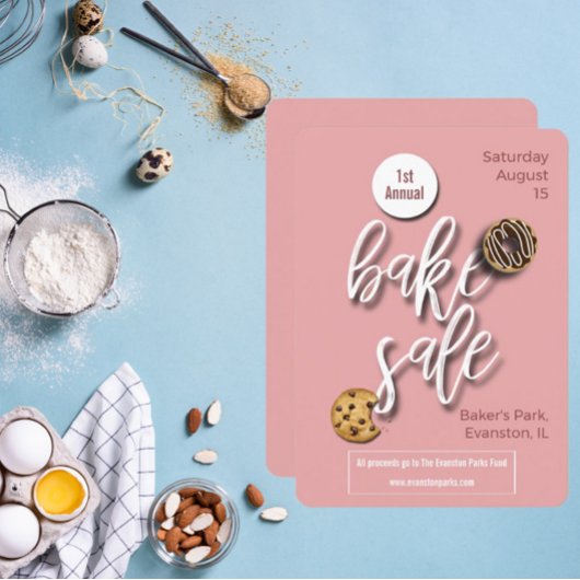 invitation de flyer de vente de gâteaux