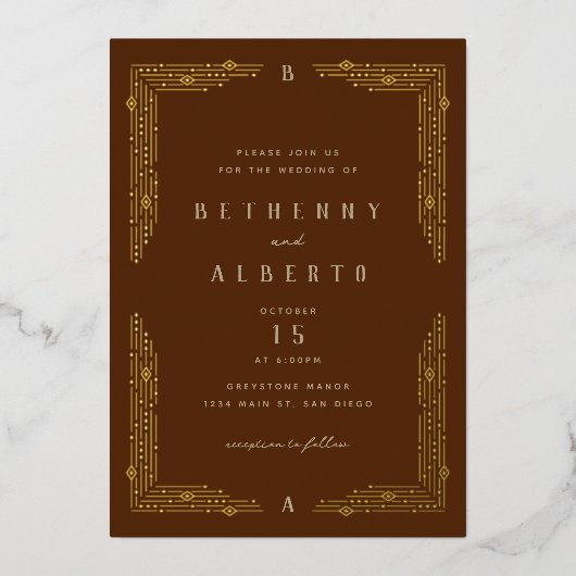 Invitation de Foil Frontière Art Nouveau (Recto)