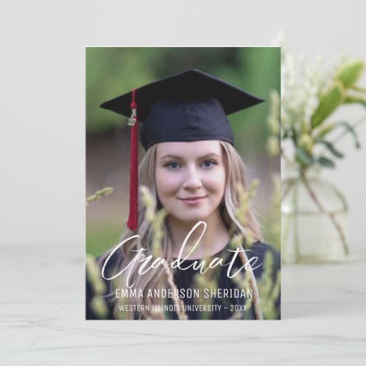 Invitation de Foil Photo de script blanc moderne (Debout devant)