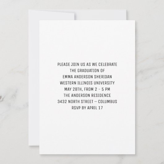 Invitation de Foil Photo de script blanc moderne (Dos)