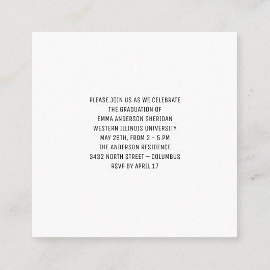 Invitation de Foil Photo de script blanc moderne (Dos)