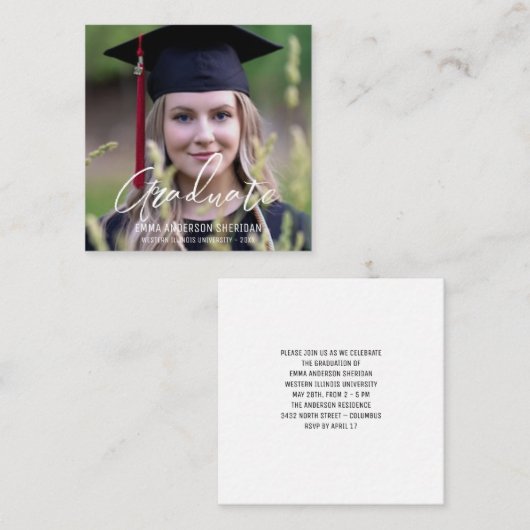 Invitation de Foil Photo de script blanc moderne (Devant / Derrière)