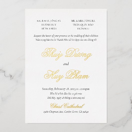 Invitation de Foil vietnamien bilingue (Recto)