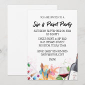 Invitation de fond clair pour boire et peindre (Devant / Derrière)