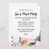 Invitation de fond clair Sip & Paint (Devant / Derrière)