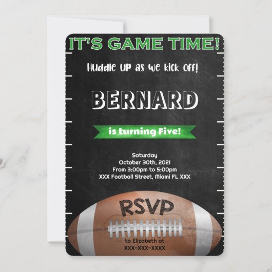 Invitation de football (Devant)