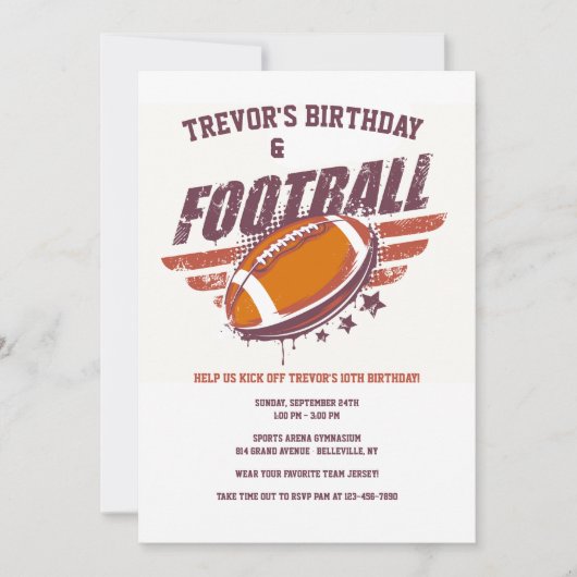 Invitation de football américain (Devant)