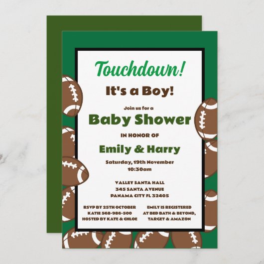 Invitation de football modifiable (Devant / Derrière)