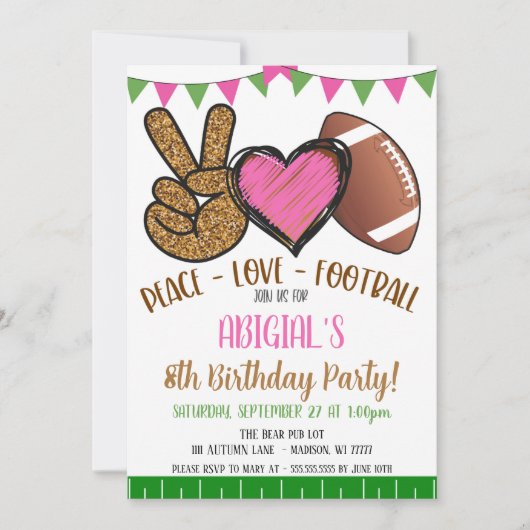 Invitation de football pour filles (Devant)