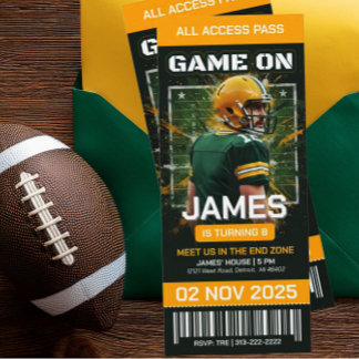 Invitation de football vert et jaune modifiable