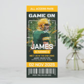 Invitation de football vert et jaune modifiable (Debout devant)