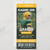 Invitation de football vert et jaune modifiable (Devant)