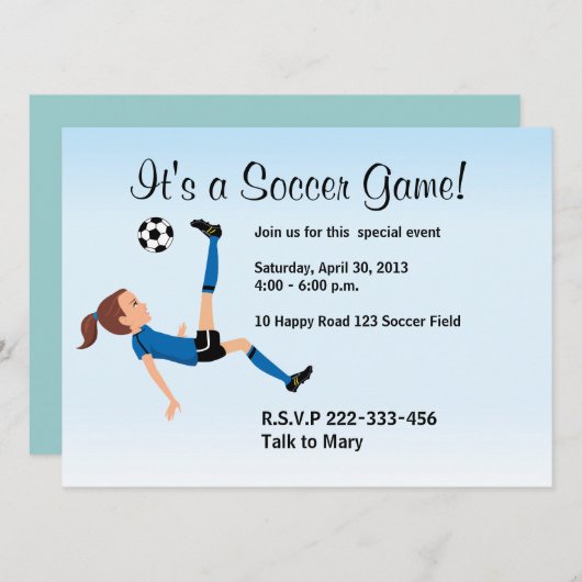 Invitation de footballeur de fille (Devant / Derrière)