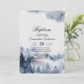 Invitation de forêt simple d'hiver bleu et blanc (Debout devant)