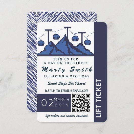 Invitation de forfait de ski (Devant / Derrière)