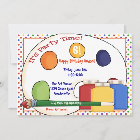 Invitation de fournitures de peinture (Devant)