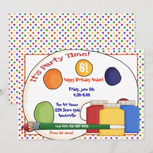 Invitation de fournitures de peinture (Devant / Derrière)