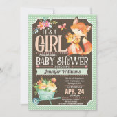 Invitation de Fox Baby shower, Woodland Girl (Devant)
