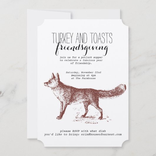 Invitation de Fox Friendsgiving de Papier (Devant)