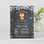 Invitation de Fox Winter Boy Baby shower Chalkboar (Debout devant)