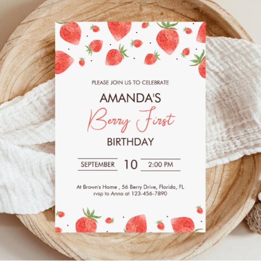 Invitation de fraises, Berry Invitation d'annivers