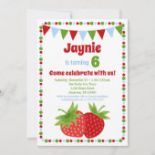 Invitation de fraises Filles fête d'anniversaire (Devant)