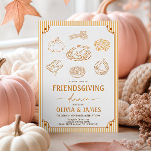 Invitation de Friendsgiving avec cadre vintage pou