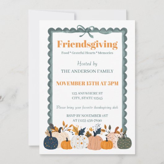 Invitation de Friendsgiving Citrouille (Devant)