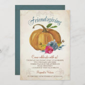 Invitation de Friendsgiving - citrouille de (Devant / Derrière)