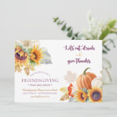 Invitation de Friendsgiving Potluck de tournesol (Debout devant)