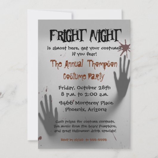 Invitation de Fright Night Halloween (Devant)