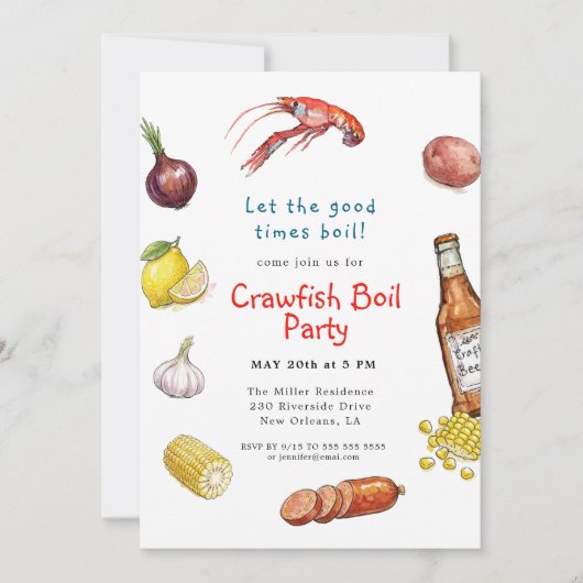 Invitation de friture de crevettes d'été aux fruit (Devant)