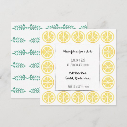 Invitation de frontière de citron (Devant / Derrière)
