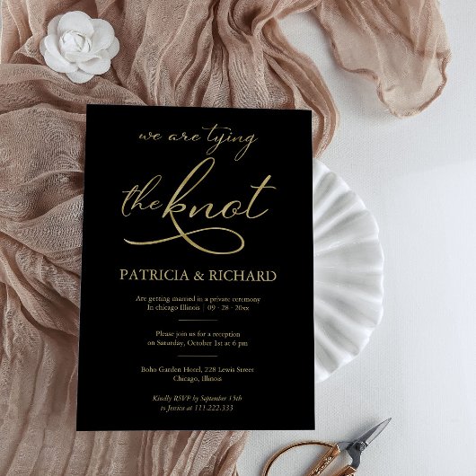 Invitation de fuite moderne en calligraphie noire