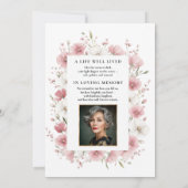 Invitation de funérailles aux fleurs sauvages rose (Dos)