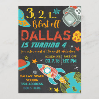 Invitation de fusée d'anniversaire de l'espace