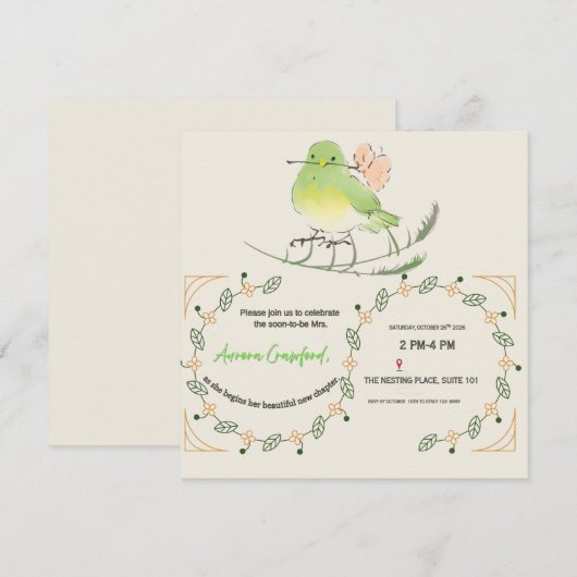 Invitation de future mariée | Brida florale person (Devant / Derrière)