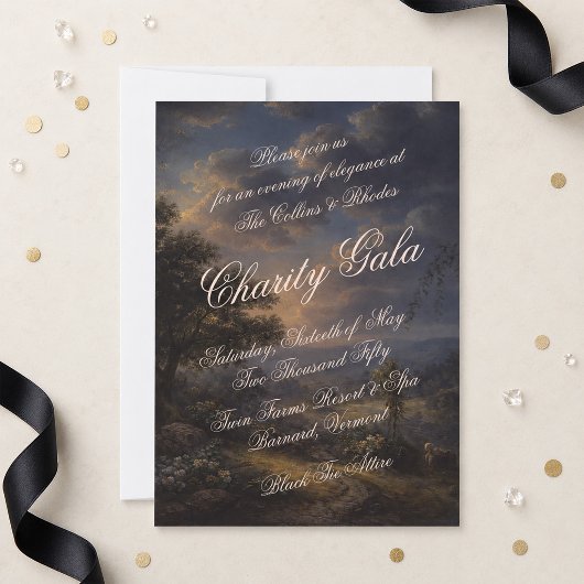 Invitation de gala de charité noir cravate vintage