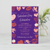 Invitation de Galentine rose et rouge Copines (Debout devant)