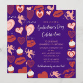 Invitation de Galentine rose et rouge Copines (Devant / Derrière)