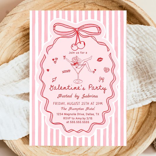 Invitation de Galentine's Day dessinée à la main d