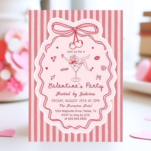 Invitation de Galentine's Day dessinée à la main d